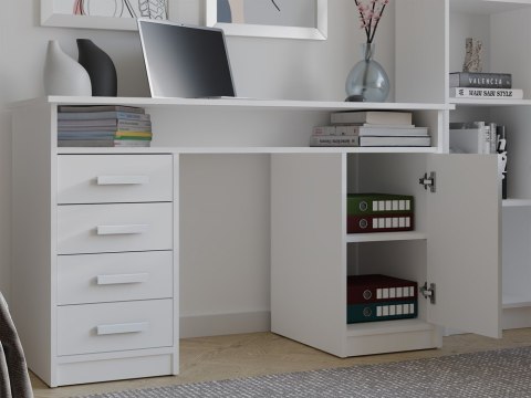 Biurko Komputerowe Szkolne 125x55 cm Białe Matowe Do Nauki Nowoczesne Adaś