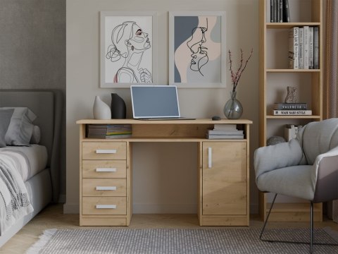 Biurko Komputerowe Szkolne 125x55 cm Dąb Artisan Do Nauki Nowoczesne Adaś