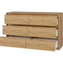 Komoda z 6 Szufladami 120x40x73 Do Salonu Sypialni Dąb Artisan Tasso T6-120