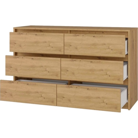 Komoda z 6 Szufladami 120x40x73 Do Salonu Sypialni Dąb Artisan Tasso T6-120