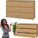 Komoda z 6 Szufladami 120x40x73 Do Salonu Sypialni Dąb Artisan Tasso T6-120