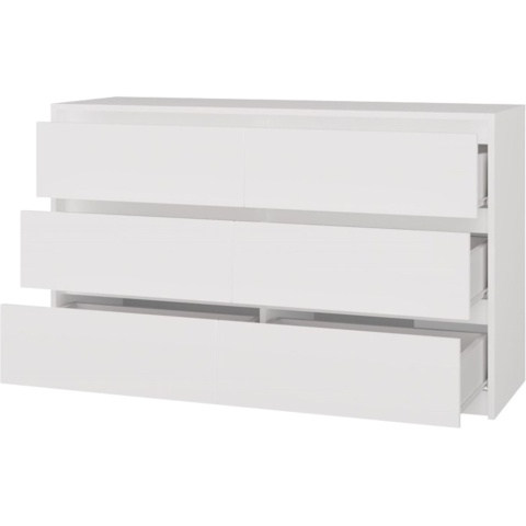 Komoda z 6 Szufladami 120x40x73cm Do Salonu Sypialni Biała Tasso T6-120