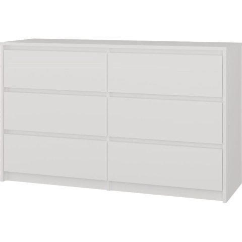 Komoda z 6 Szufladami 120x40x73cm Do Salonu Sypialni Biała Tasso T6-120