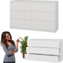 Komoda z 6 Szufladami 120x40x73cm Do Salonu Sypialni Biała Tasso T6-120