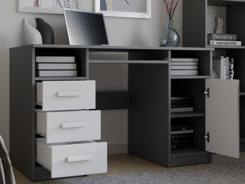 Biurko Komputerowe Antracyt 3 Szuflady Szafka Półki Do Biura 120x60x75 Adik