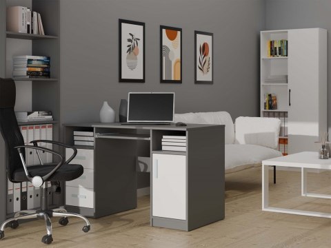 Biurko Komputerowe Antracyt 3 Szuflady Szafka Półki Do Biura 120x60x75 Adik