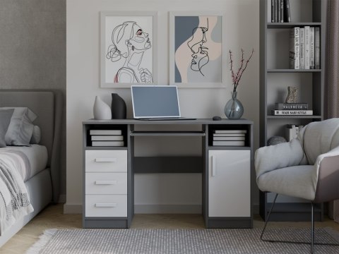 Biurko Komputerowe Antracyt 3 Szuflady Szafka Półki Do Biura 120x60x75 Adik
