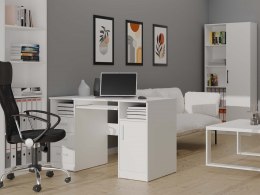 Biurko Komputerowe Białe 3 Szuflady Szafka Półki Do Biura 120x60x75 Adik