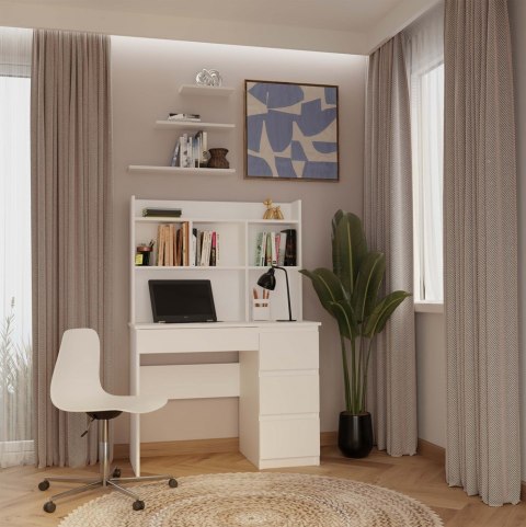 Biurko Komputerowe Szkolne Białe Michał P 98x51 cm z Szufladami + Nadstawka