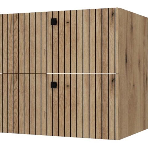 Szafka Pod Umywalkę Wisząca Dąb Evoke 2 Szuflady 60 cm Ryflowana Deko