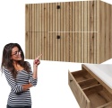 Szafka Pod Umywalkę Wisząca Dąb Evoke 2 Szuflady 80 cm Ryflowana Deko