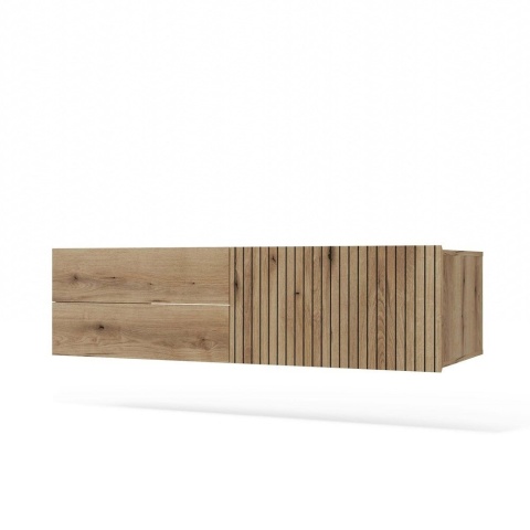 Szafka Pod Umywalkę Wisząca Dąb Evoke 2 Szuflady Drzwi 140cm Ryflowana Deko