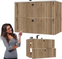 Szafka Pod Umywalkę Wisząca Evoke 2 Szuflady 80 cm Ryflowana Deko +Umywalka