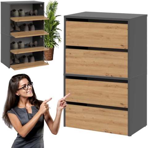 Szafka Na Buty Modułowa x2 Do Przedpokoju Schowek obuwie Antracyt 60x88x36