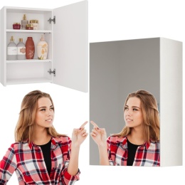 Szafka Łazienkowa Wisząca Z Lustrem Biała Lapo 40 cm Lustro 3 Półki Biel