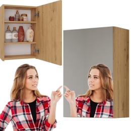 Szafka Łazienkowa Wisząca Z Lustrem Dąb Artisan Lapo 40 cm Lustro 3 Półki