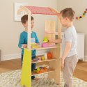 Duży drewniany stragan dla dzieci sklep z terminalem i wagą owoce warzywa 20 elementów ECOTOYS