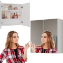 Szafka Łazienkowa Wisząca Z Lustrem 60 CM LAPO 2DL 3 Półki Biała Matowa