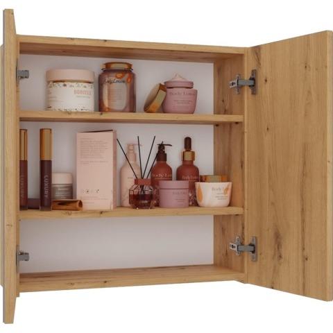 Szafka Łazienkowa Wisząca Z Lustrem 60 CM LAPO 2DL 3 Półki Dąb Artisan