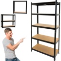 Regał Magazynowy Metalowy Do Piwnicy Garażu 5 Półek 875 kg 90x40x180 Czarny