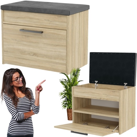 Szafka Na Buty Z Siedziskiem Sonoma 60x35x49cm Do Przedpokoju Milos Mini