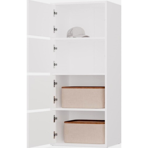 Komoda Szafka 4 Półki Drzwi do salonu Tip-On Biała LAMA 50x119x40 cm