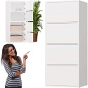 Komoda Szafka 4 Półki Drzwi do salonu Tip-On Biała LAMA 50x119x40 cm
