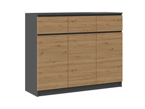 Komoda Z Szufladami Lilia 3d3s Szafki Drzwi Antracyt Artisan 120x97x40 cm