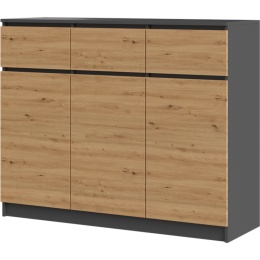 Komoda Z Szufladami Lilia 3d3s Szafki Drzwi Antracyt Artisan 120x97x40 cm