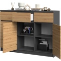 Komoda Z Szufladami Lilia 3d3s Szafki Drzwi Antracyt Artisan 120x97x40 cm