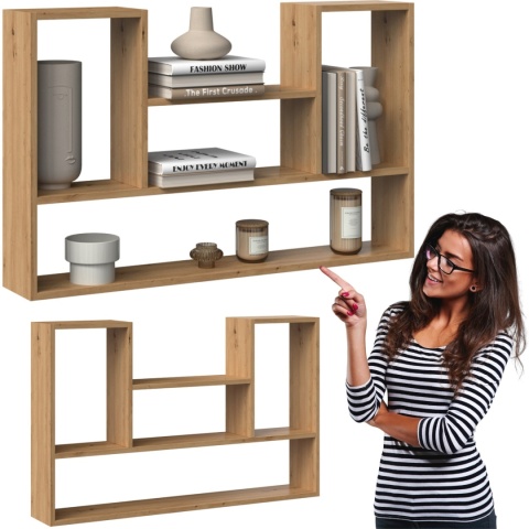 Półka Wisząca Ścienna Na Książki Regał Do Salonu Artisan 100x60x16 Diego 7P