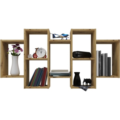 Regał Wiszący Do Salonu Na Książki Półka Ścienna Artisan 130x65x20 Diego 12P
