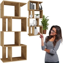 Regał na Książki Otwarty Stojący Dąb Artisan 4 Półki Do Salonu Viva 140 cm