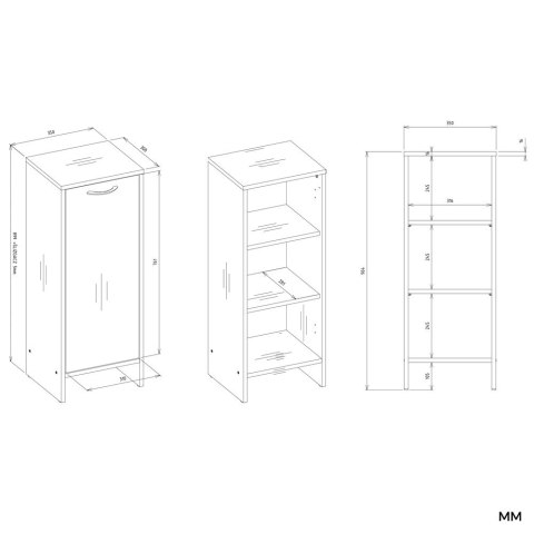 Szafka Łazienkowa Stojąca Biała Do Łazienki 3 Półki Wąska 35x90x30 cm Kate