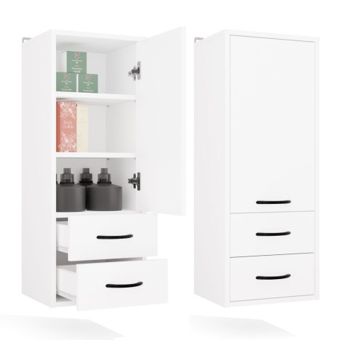 Szafka Łazienkowa Wisząca Biała Do Łazienki 3 Półki 2Szuflady 35x67x30 Kate