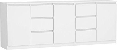 Komoda Duża Zestaw 200x75x40 cm Biała Szafka x3 Szuflada x6 Komplet 3D6S