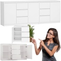 Komoda Duża Zestaw 200x75x40 cm Biała Szafka x3 Szuflada x6 Komplet 3D6S