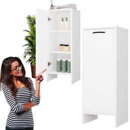 Szafka Łazienkowa Stojąca Biała Do Łazienki 3 Półki Wąska 35x90x30 cm Kate