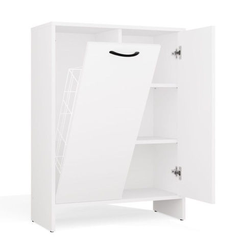 Szafka Łazienkowa Stojąca Biała Do Łazienki 3 Półki z Koszem 66x90x30 Kate