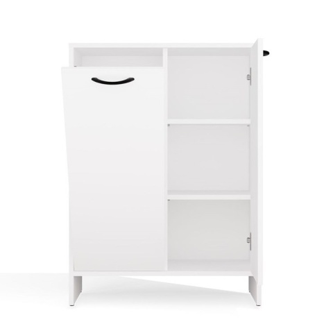 Szafka Łazienkowa Stojąca Biała Do Łazienki 3 Półki z Koszem 66x90x30 Kate