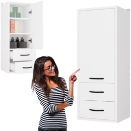Szafka Łazienkowa Wisząca Biała Do Łazienki 3 Półki 2Szuflady 35x67x30 Kate