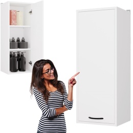 Szafka Łazienkowa Wisząca Biała Do Łazienki 3 Półki Wąska 35x67x30 Kate