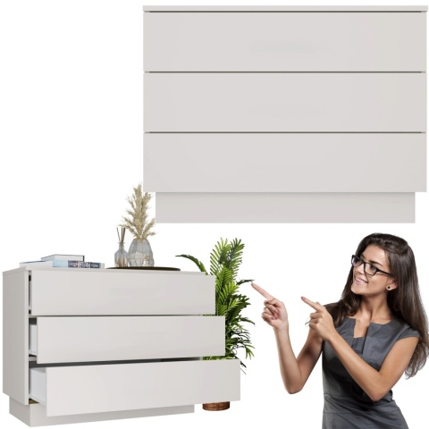 Komoda z 3 szufladami Do Salonu Sypialni Amelia 3S Szafka Kaszmir Beż 85 cm