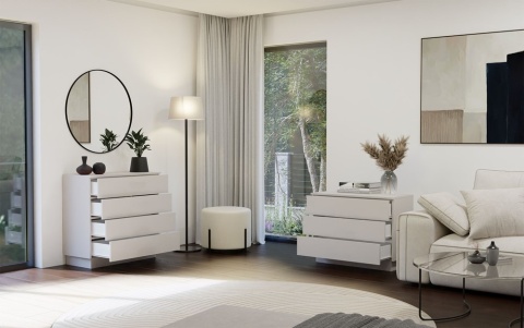 Komoda z 3 szufladami Do Salonu Sypialni Amelia 3S Szafka Kaszmir Beż 85 cm