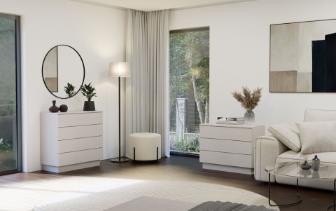 Komoda z 3 szufladami Do Salonu Sypialni Amelia 3S Szafka Kaszmir Beż 85 cm