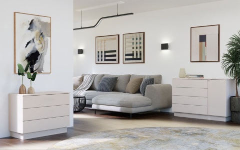 Komoda z 3 szufladami Do Salonu Sypialni Amelia 3S Szafka Kaszmir Beż 85 cm