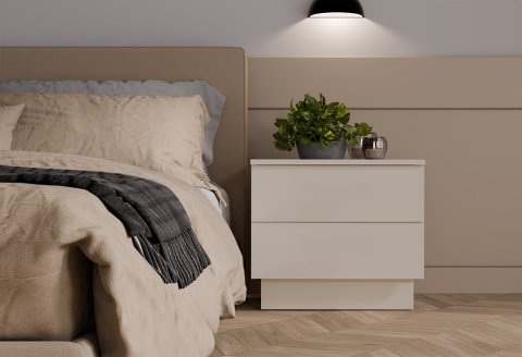 Szafka Nocna Stolik Nocny 2 Szuflady Do Sypialni Amelia 2S Kaszmir Beż 55cm