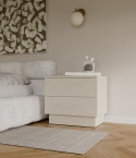 Szafka Nocna Stolik Nocny 2 Szuflady Do Sypialni Amelia 2S Kaszmir Beż 55cm