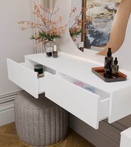 Toaletka Kosmetyczna Biała z 2 Szufladami Konsola Wisząca Gaja 110x40 cm