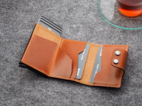Portfel DOPPIO Max Pularys Skóra Nomad koniak 6,5x9,5x2,5 cm